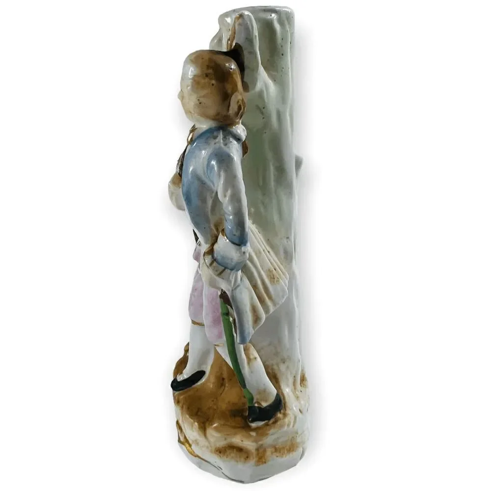 Vintage French Colonial Figurine Lamp Base Japan Ceramic Couple Table Decor 8in